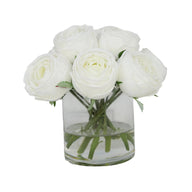 White Artificial Rose Arrangement in Cylindrical Vase - Medium