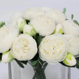 White Artificial Rose Arrangement in Square Vase - Large