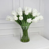 White Artificial Tulip Arrangement in Cylindrical Vase