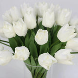 White Artificial Tulip Arrangement in Cylindrical Vase