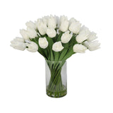 White Artificial Tulip Arrangement in Cylindrical Vase