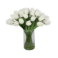 White Artificial Tulip Arrangement in Cylindrical Vase