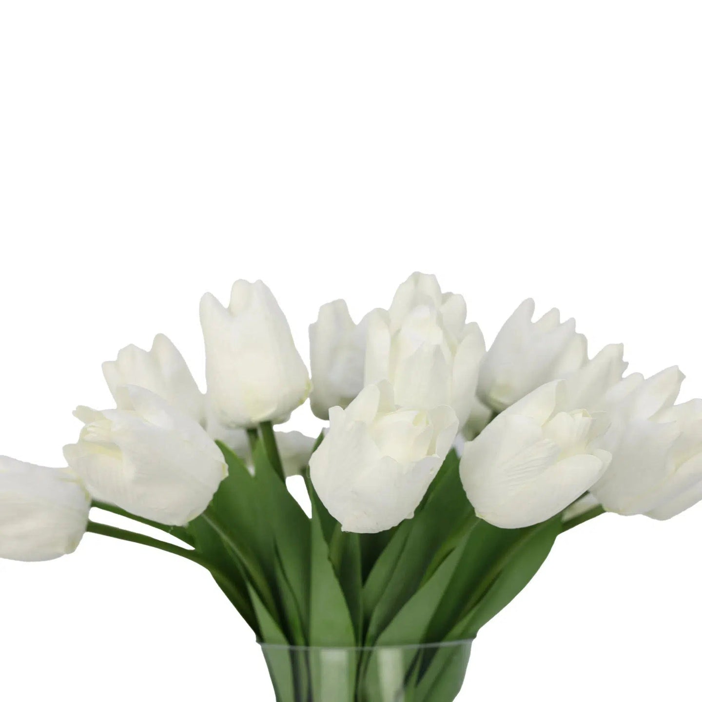 White Artificial Tulip Arrangement in Hurricane Vase