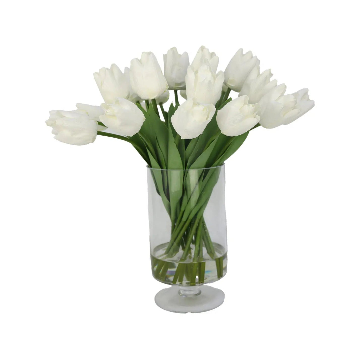 White Artificial Tulip Arrangement in Hurricane Vase