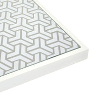 White Capri Square Fire Pit Table - Geometric Printed Glass