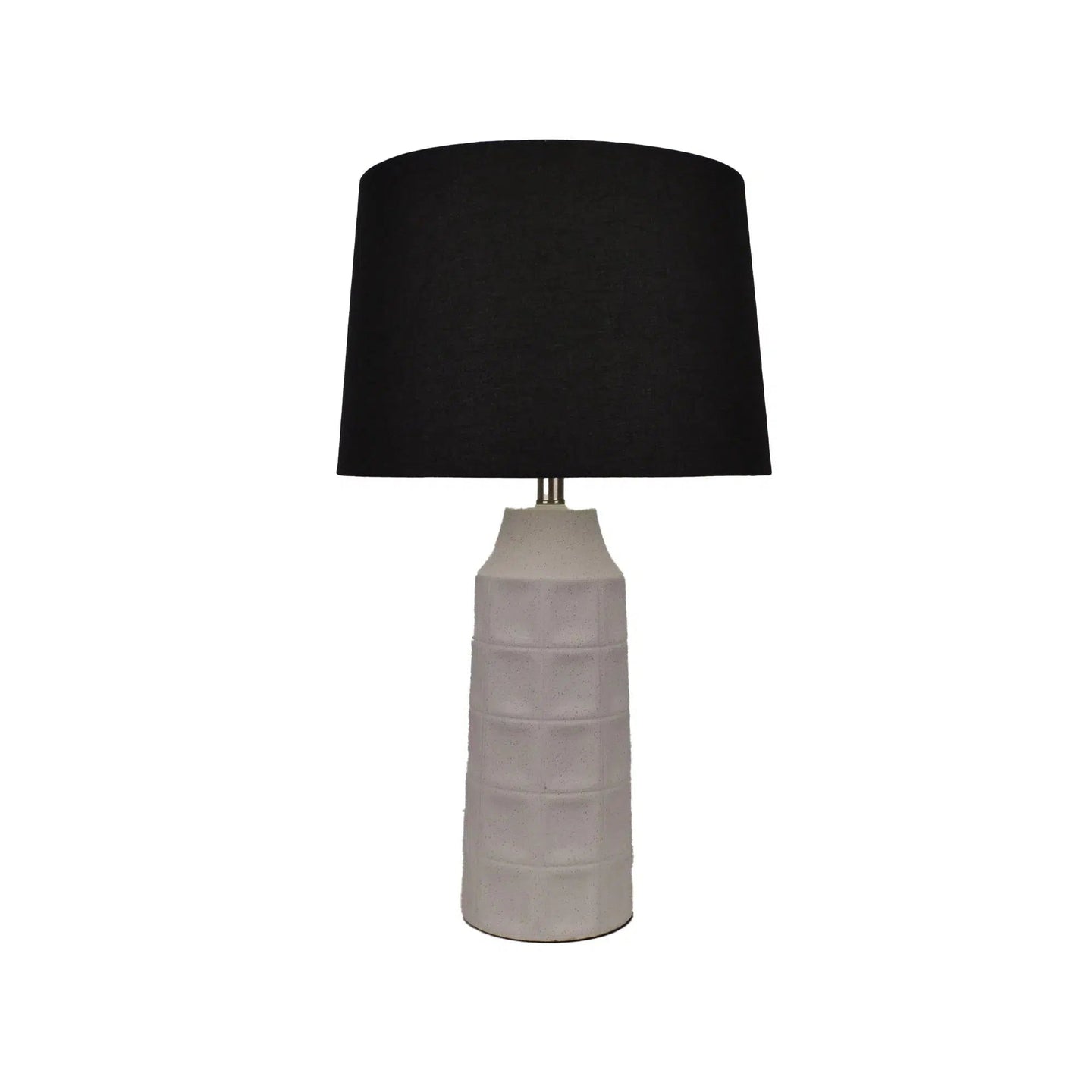 White Ceramic Lamp with Black Linen Shade