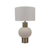 White Ceramic Lamp with White Linen Shade