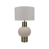 White Ceramic Lamp with White Linen Shade