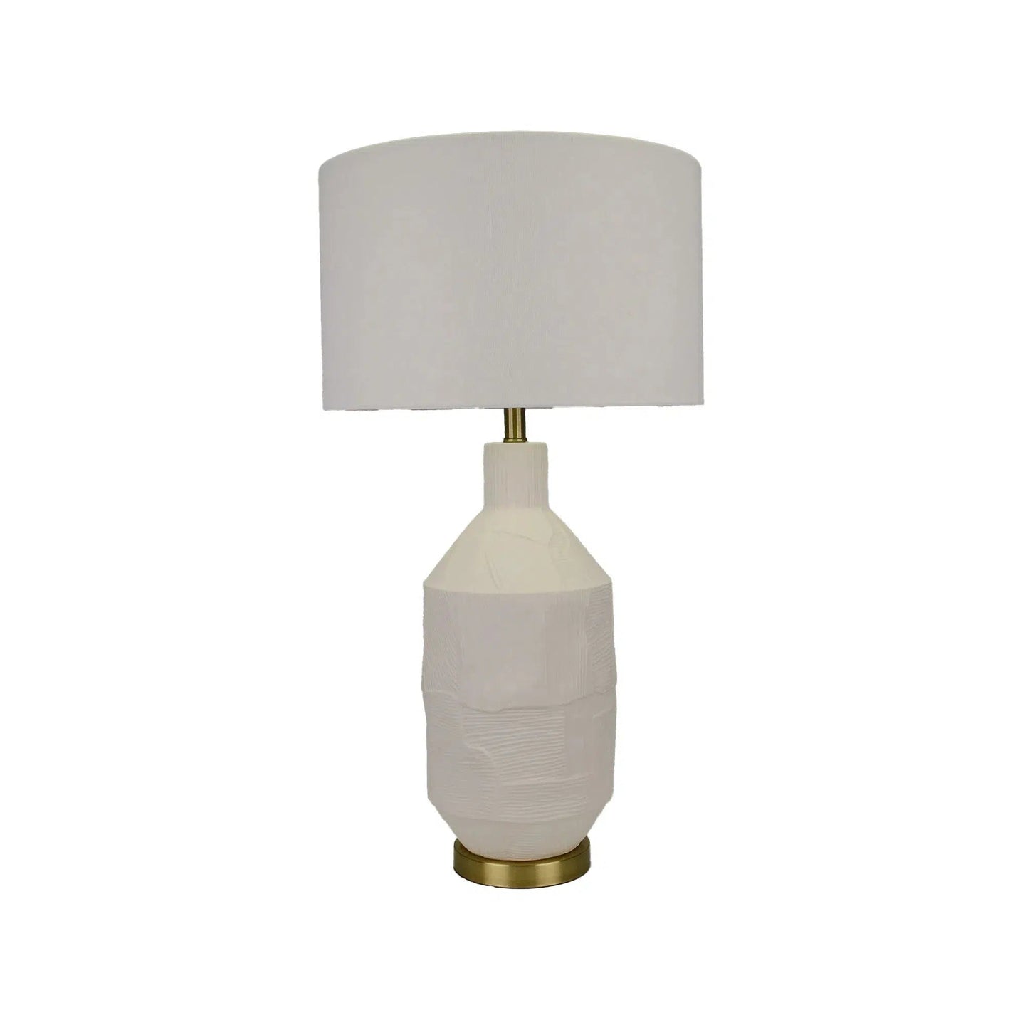 White Ceramic Lamp with White Linen Shade