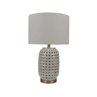 White Ceramic Lamp with White Linen Shade