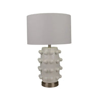 White Ceramic Lamp with White Linen Shade