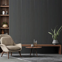 Wood Slat Acoustic Wall Panel - Dark Grey