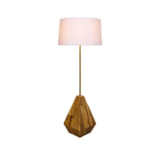 Wood effect Diamond Floor Lamp with Round Lamp Shade