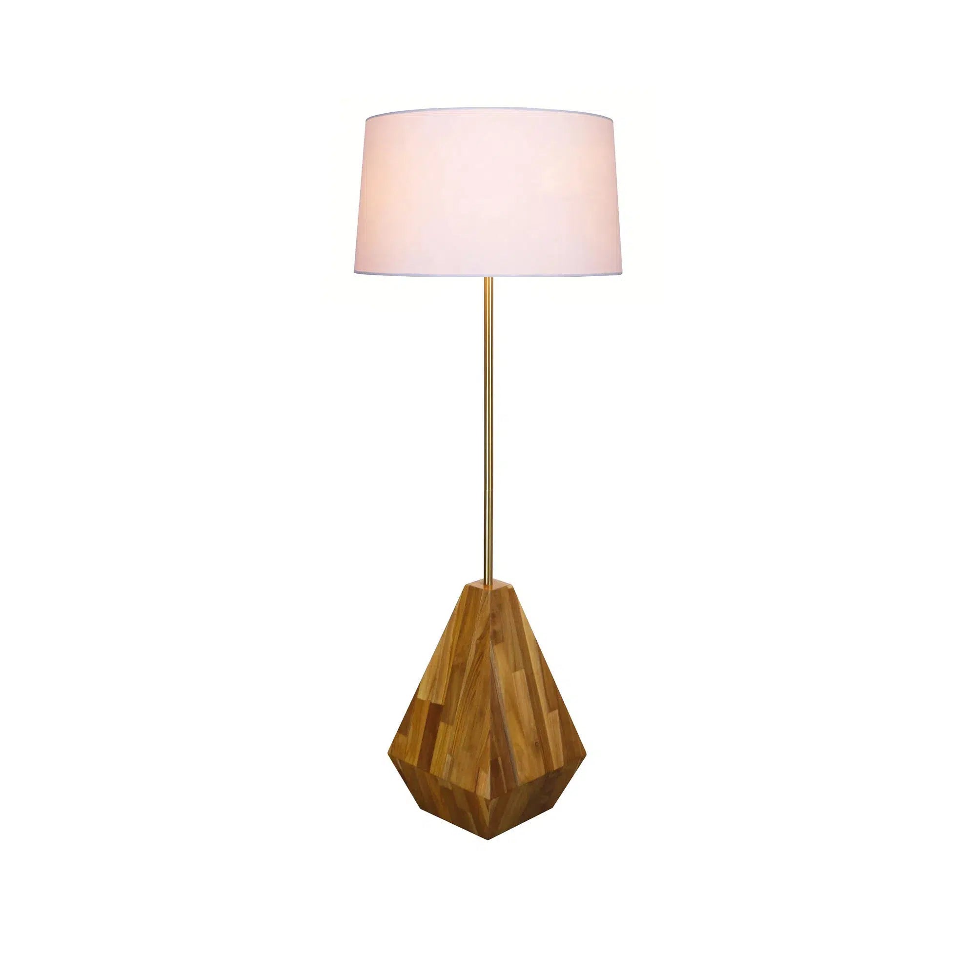Wood effect Diamond Floor Lamp with Round Lamp Shade