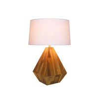 Wood effect Diamond Table Lamp with Round Lamp Shade