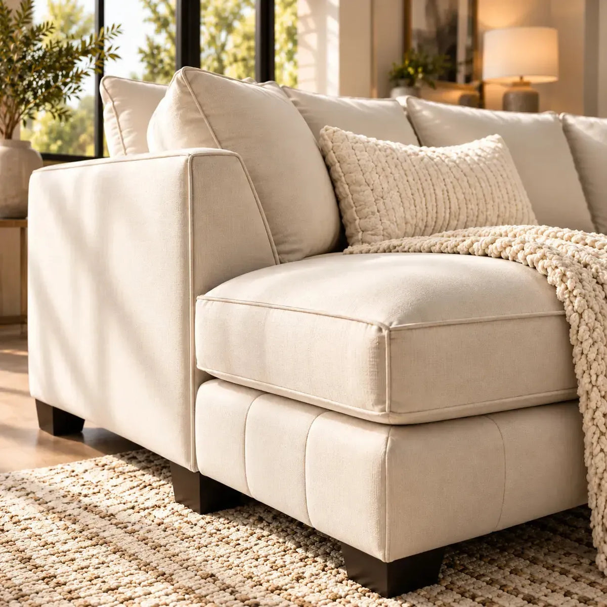Zest Left-Hand Corner Chaise Sofa – Cream