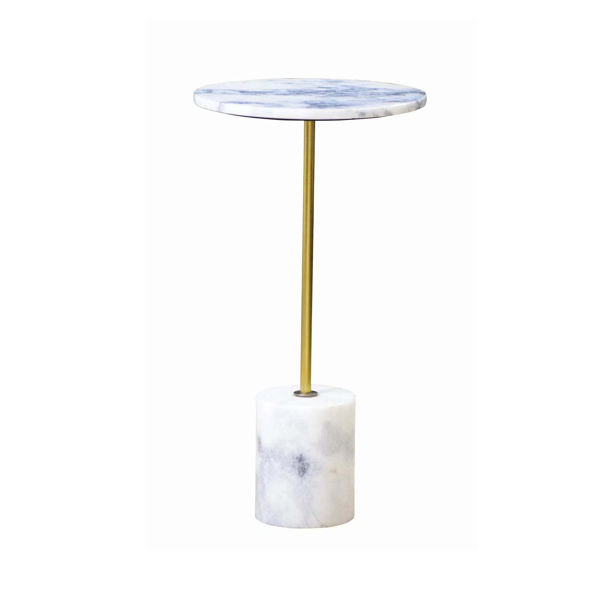 Ziggy - Pedestal Table- Cylinder Base- White Marble