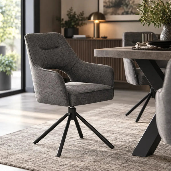 Zuri Dining Chair with Armrests - Dark Grey